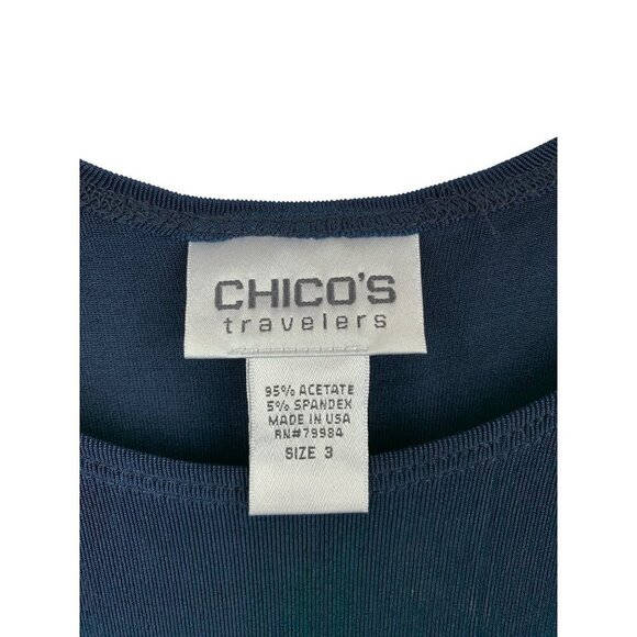 Chicos Travelers Navy Blue Sleeveless Tank Top Size 3 - Picture 3 of 3